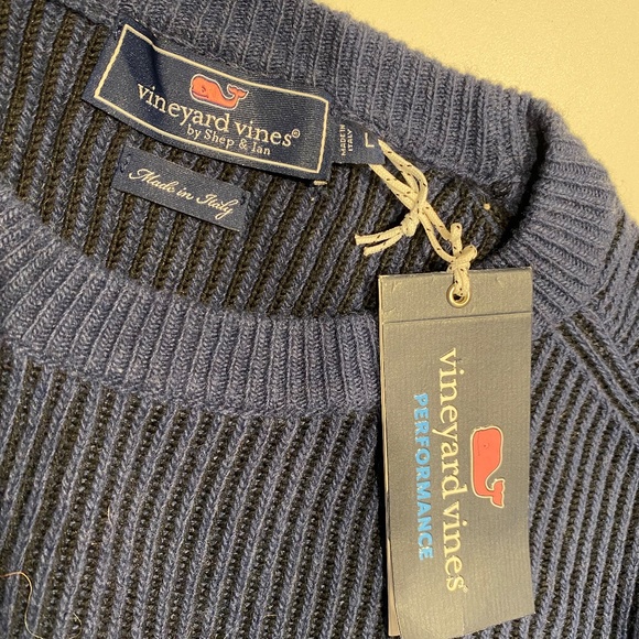 Vineyard Vines Offshore On The Go Crewneck Sweater Faded Indigo - Picture 3 of 5